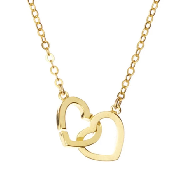 Entangled Hearts Necklace  Twin Heart Necklace in Gold Color for