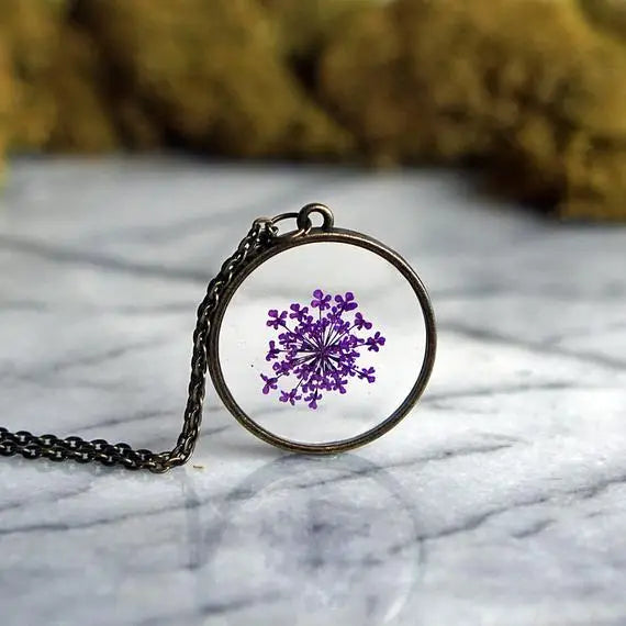 Purple Queen Anne’s Lace Necklace