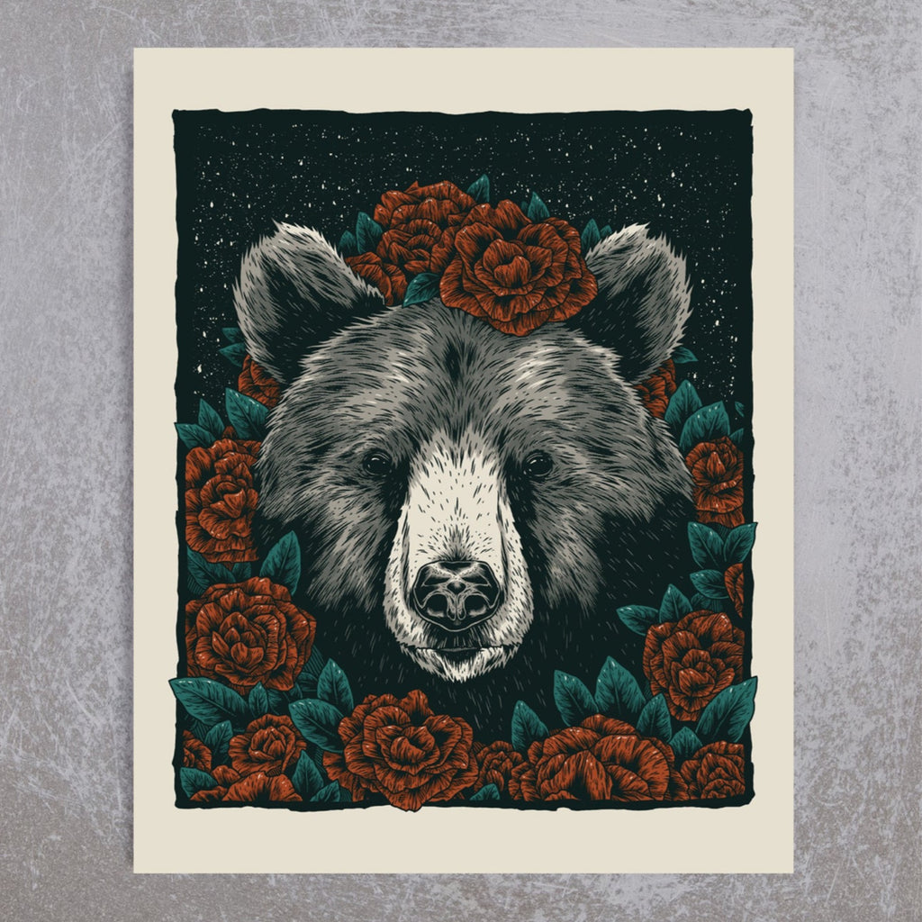 Bear and Roses Print