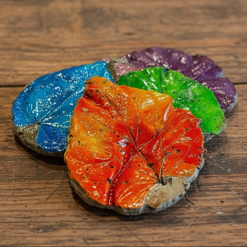 Coasters made from real leaves