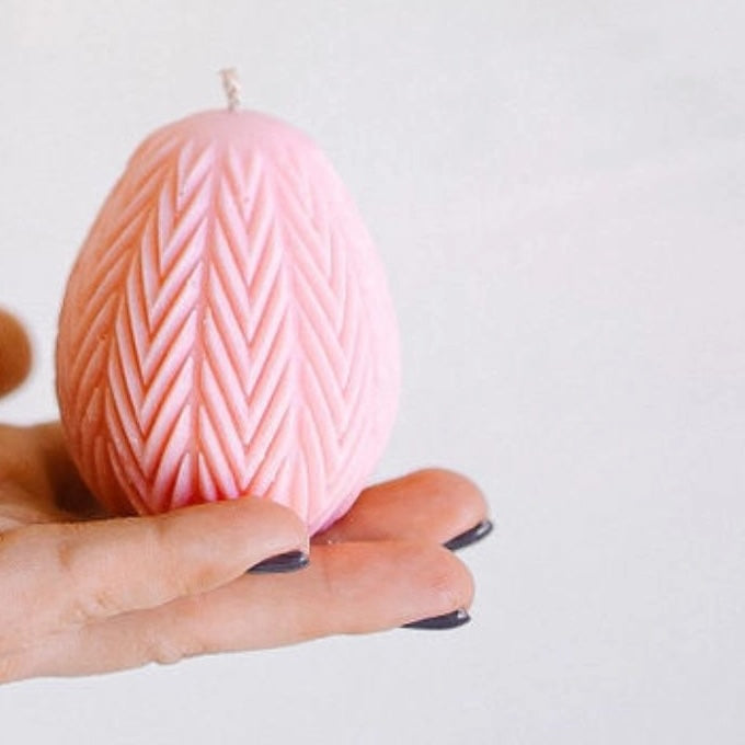 V Stripe Egg Candle