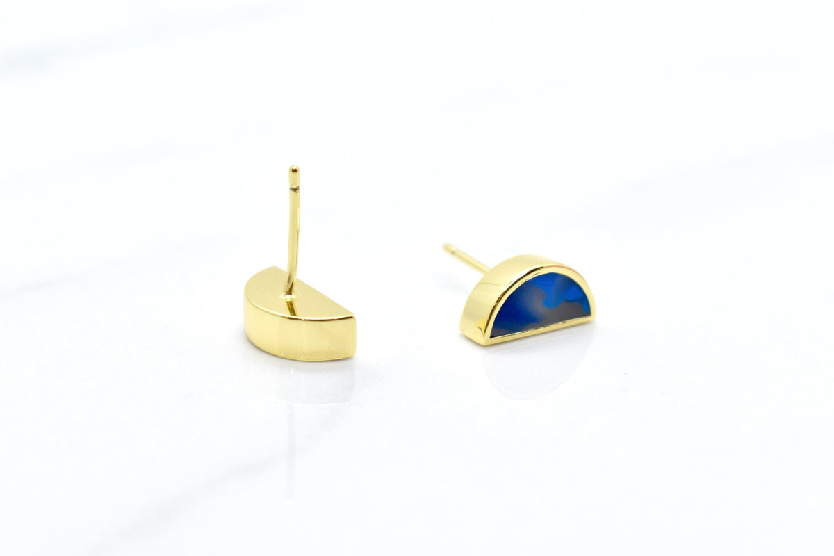 Half Moon Stud Earrings: Sapphire