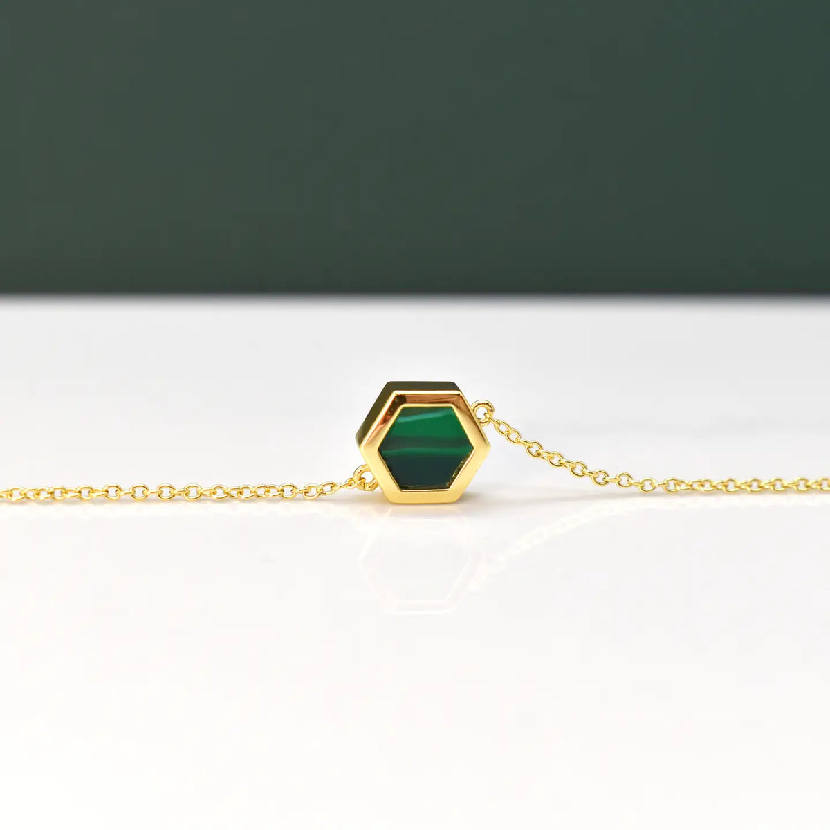 Hexagon Necklace: Emerald