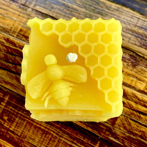 Square Bee Beeswax Candle