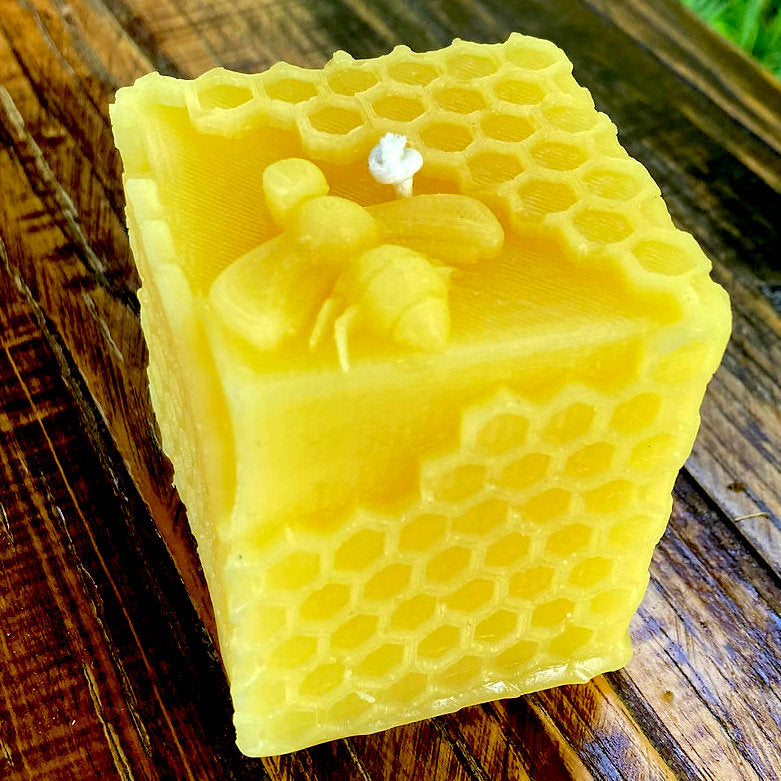 Square Bee Beeswax Candle