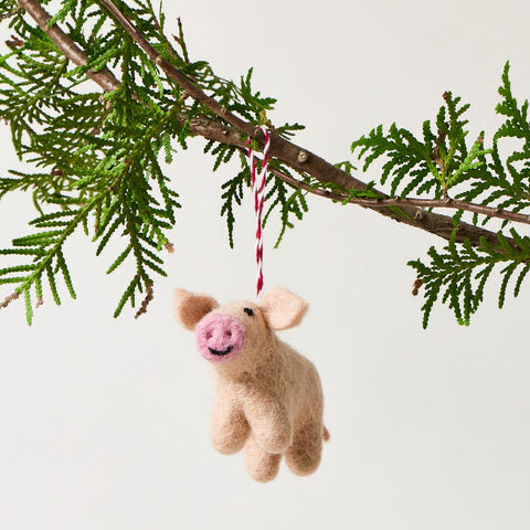 Felted Pig Ornament