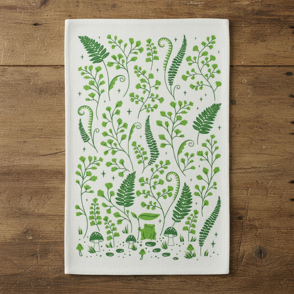 Fern Frog Tea Towel