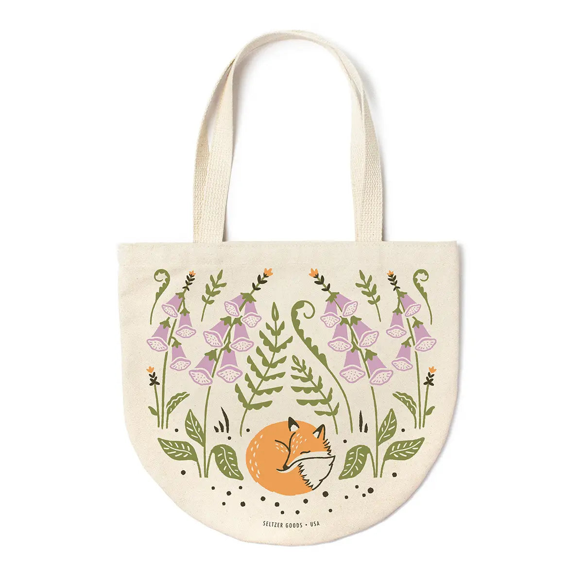 Foxglove Round Tote Bag