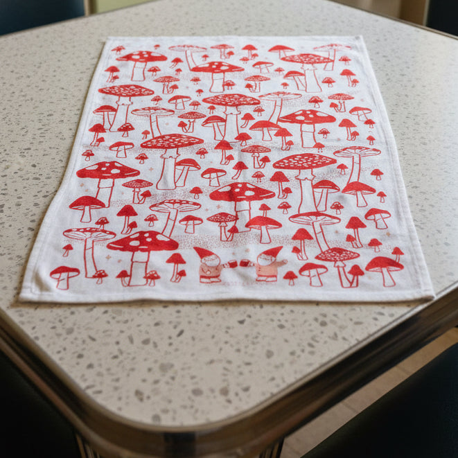 Gnome Mushroom Tea Towel