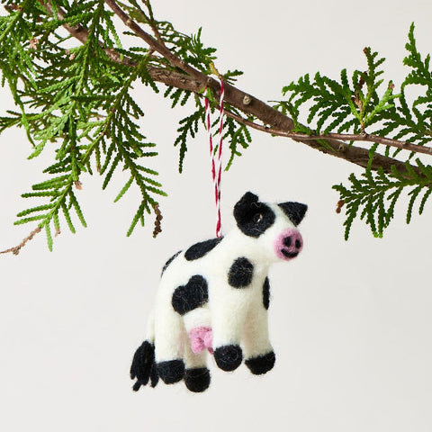 Felted Cow Ornament