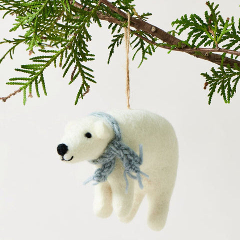 Felted Polar Bear Ornament