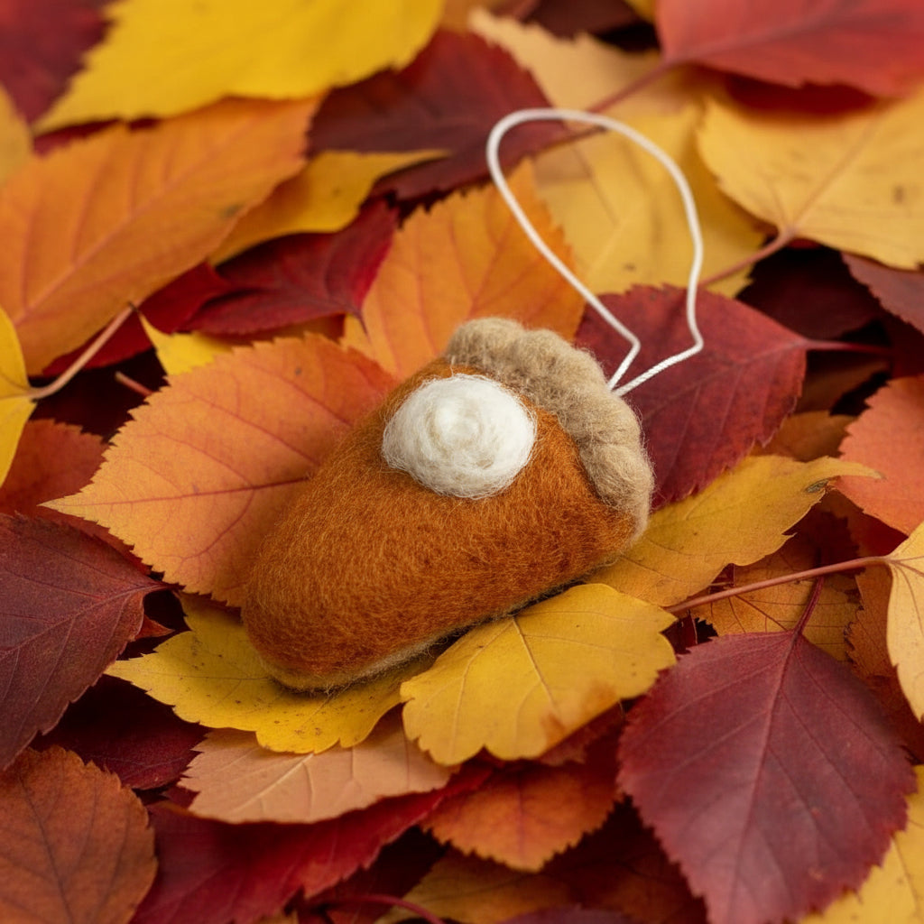 Felted Wool Pumpkin Pie Ornament