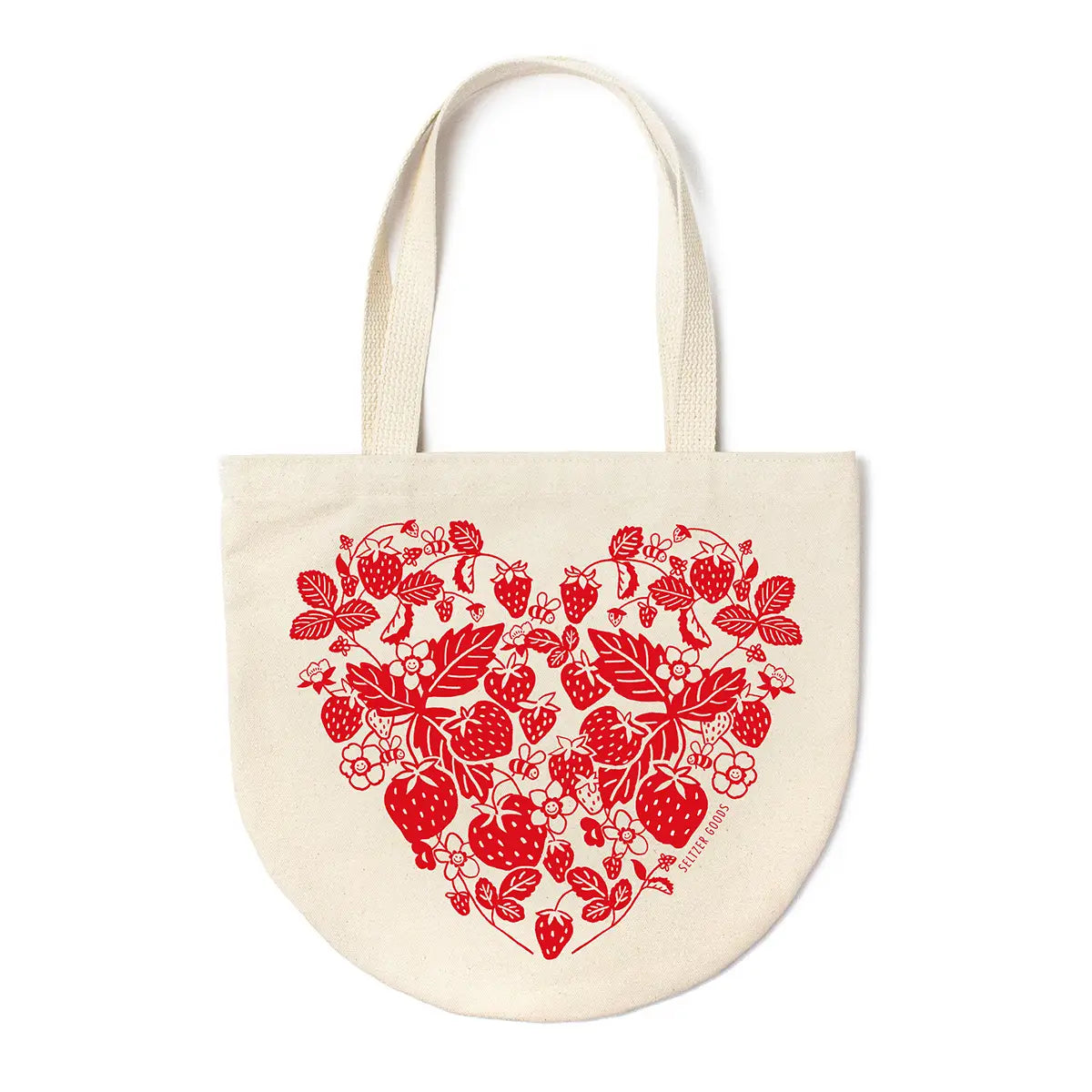 Strawberry Heart Round Tote Bag