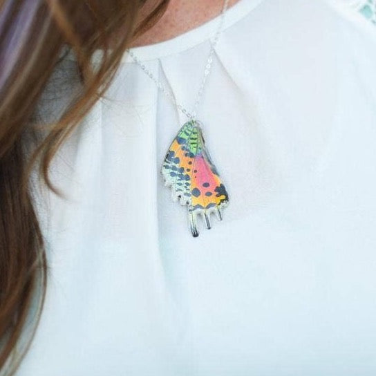 Sunset Moth Wing Necklace