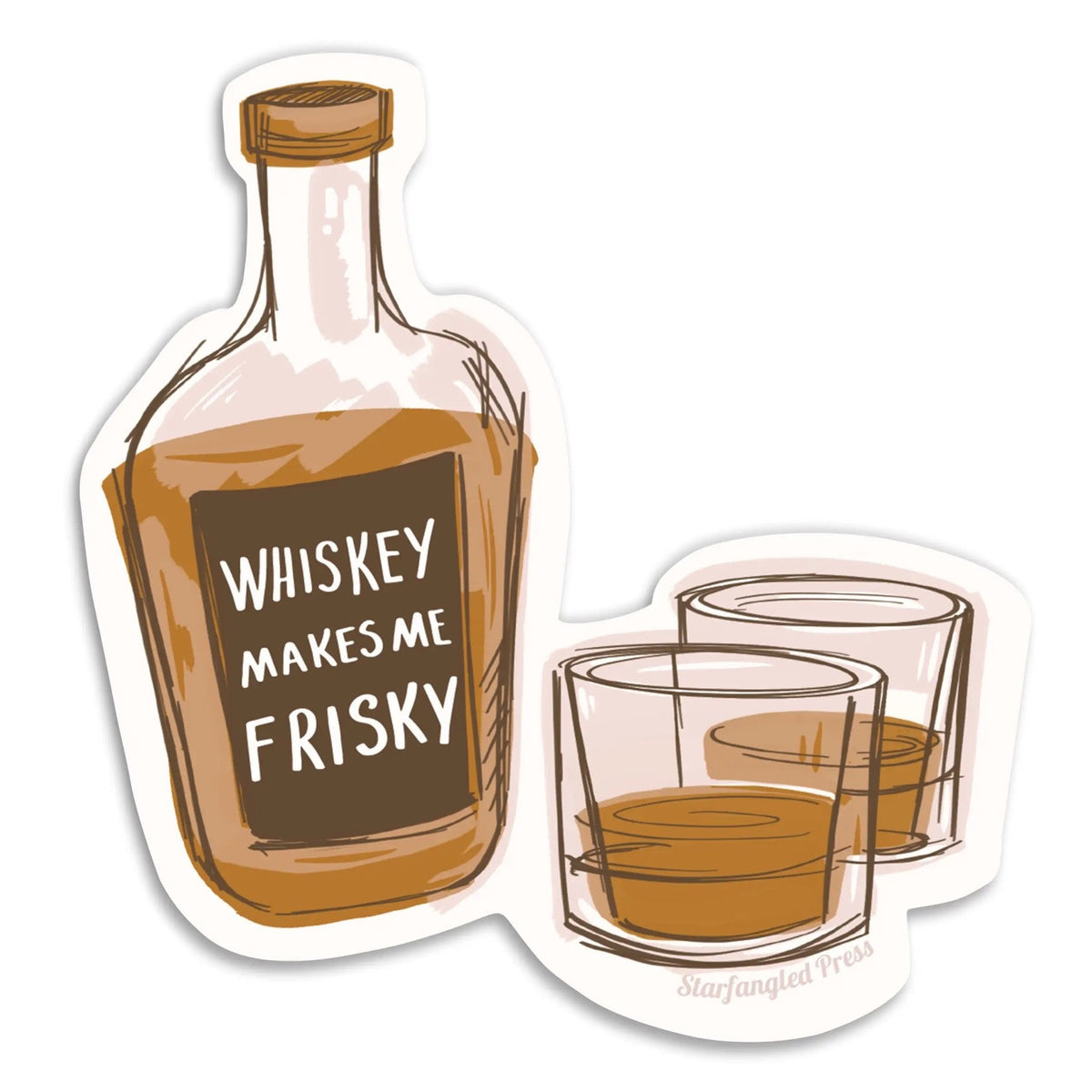 Whiskey Makes Me Frisky Sticker