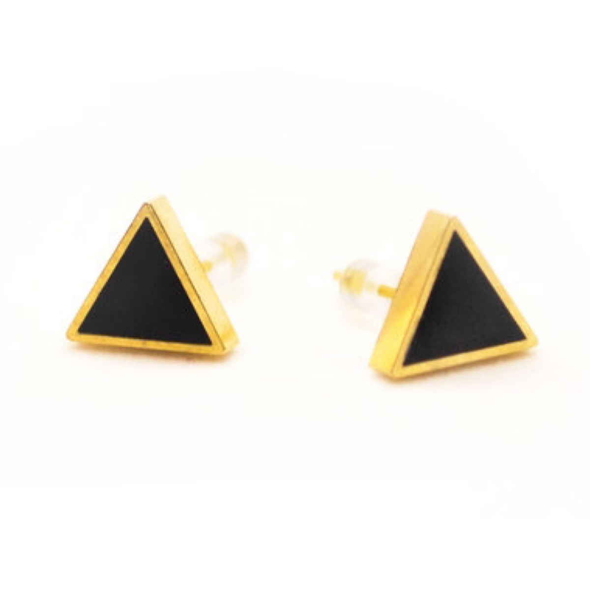 Triangle Stud Earrings: Black