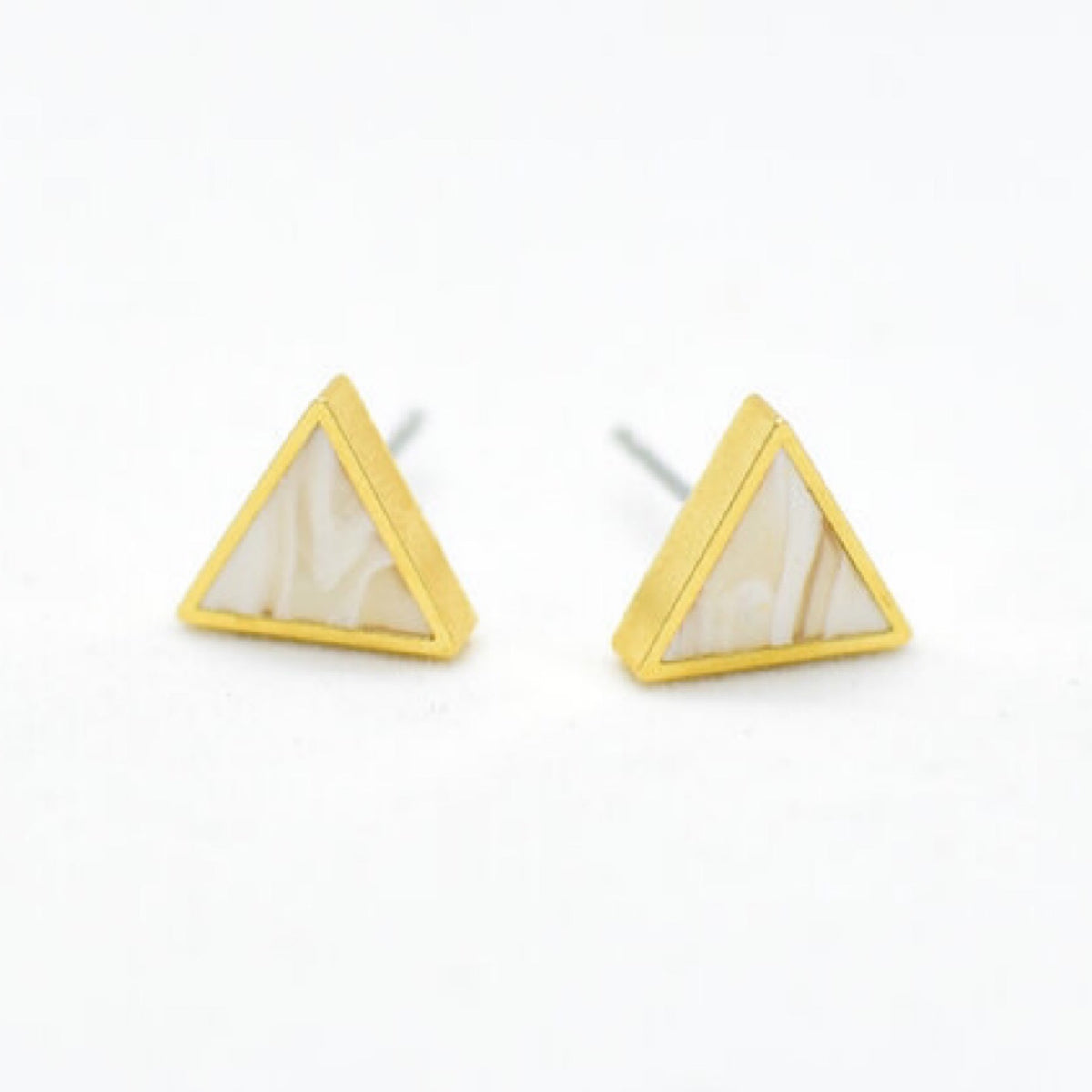 Triangle Stud Earrings: Crystal Quartz